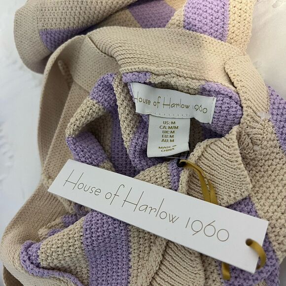 NWT house of harlow 1960 lavender Ivory Striped Dress sleeveless midi boho M - Picture 8 of 8